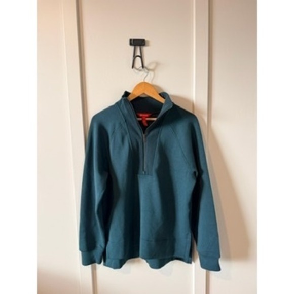 SPANX Tops - Spanx AirEssentials Half Zip Pullover Sweatshirt Dark Emerald Green Women Small